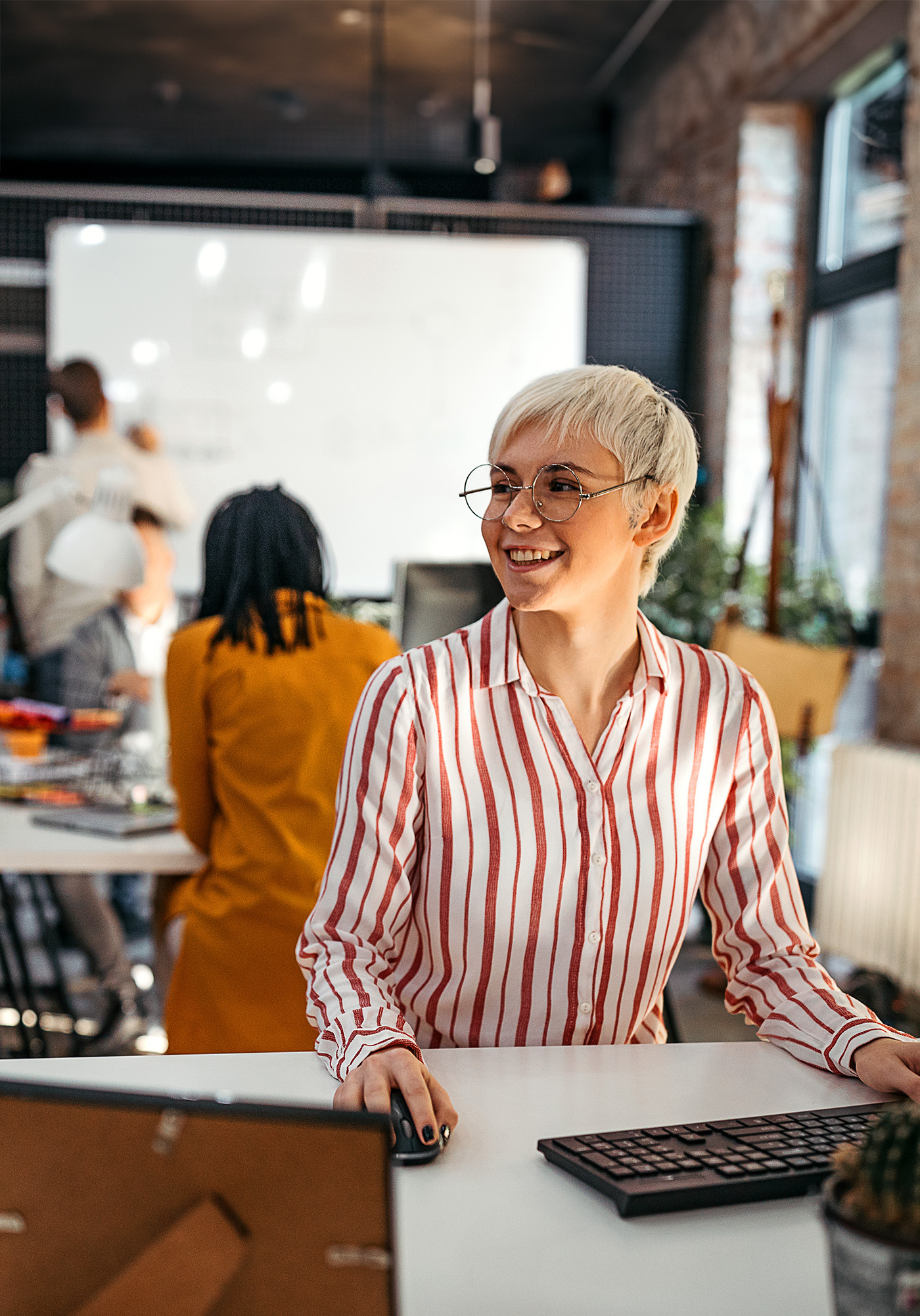 Business people working at modern co-working office space